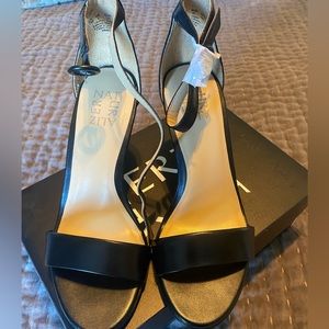 Black Leather Ankle Strap Heels